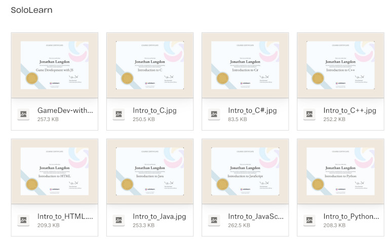Completed Sololearn Courses