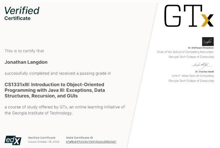 Java-3 certificate